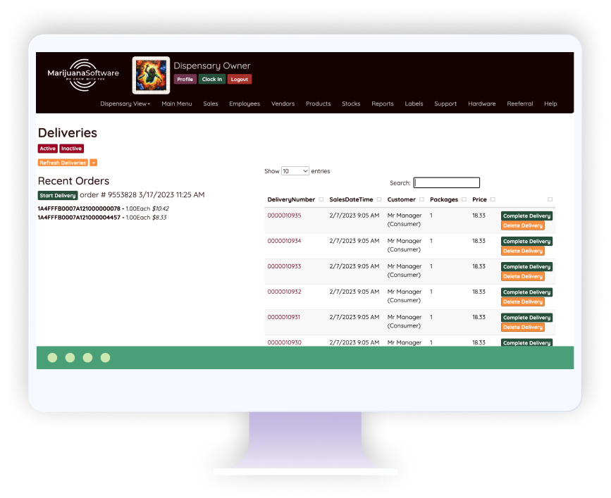 Marijuana Software POS Interface